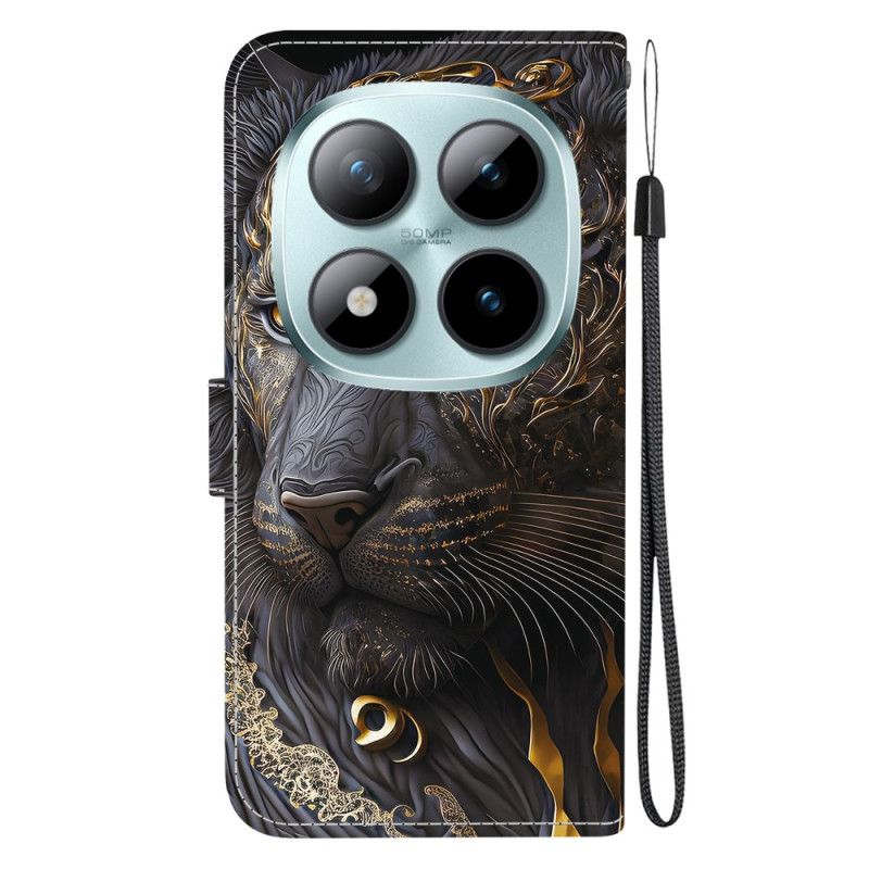 Flip Cover Xiaomi Redmi Note 15 Pro Plus 5g Sort Og Gylden Løve