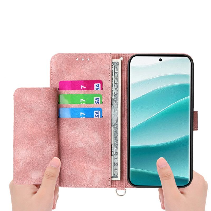 Læder Cover Xiaomi Redmi Note 15 Pro Plus 5g Blomstermønster Med Skulderrem Og Rem