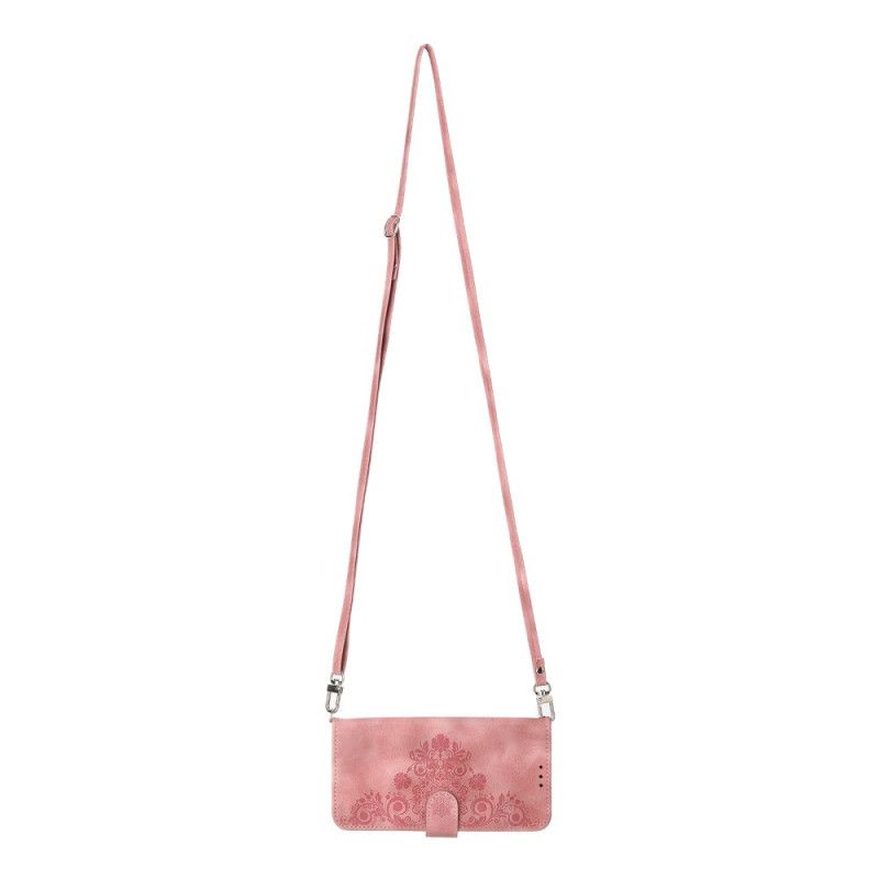 Læder Cover Xiaomi Redmi Note 15 Pro Plus 5g Blomstermønster Med Skulderrem Og Rem