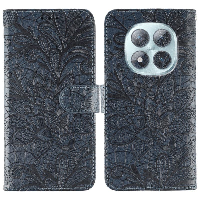 Læder Cover Xiaomi Redmi Note 15 Pro Plus 5g Telefon Etui Blondeblomstermønster