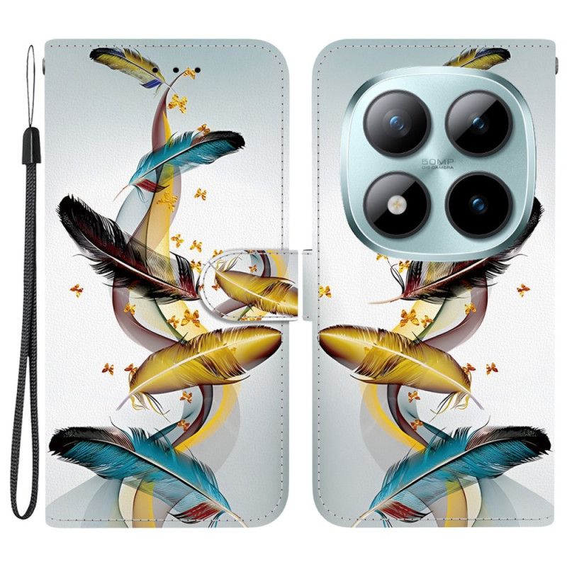 Læder Cover Xiaomi Redmi Note 15 Pro Plus 5g Telefon Etui Farverige Fjer