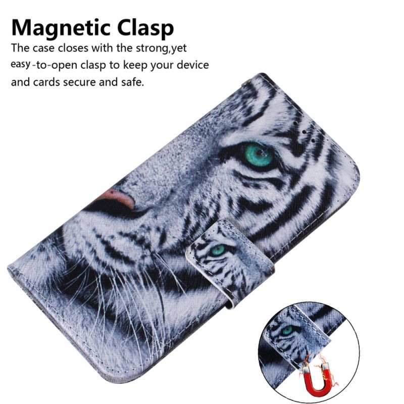 Læder Cover Xiaomi Redmi Note 15 Pro Plus 5g Telefon Etui Hvid Tiger