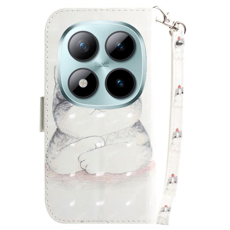 Læder Cover Xiaomi Redmi Note 15 Pro Plus 5g Telefon Etui Sød Kat Med Rem