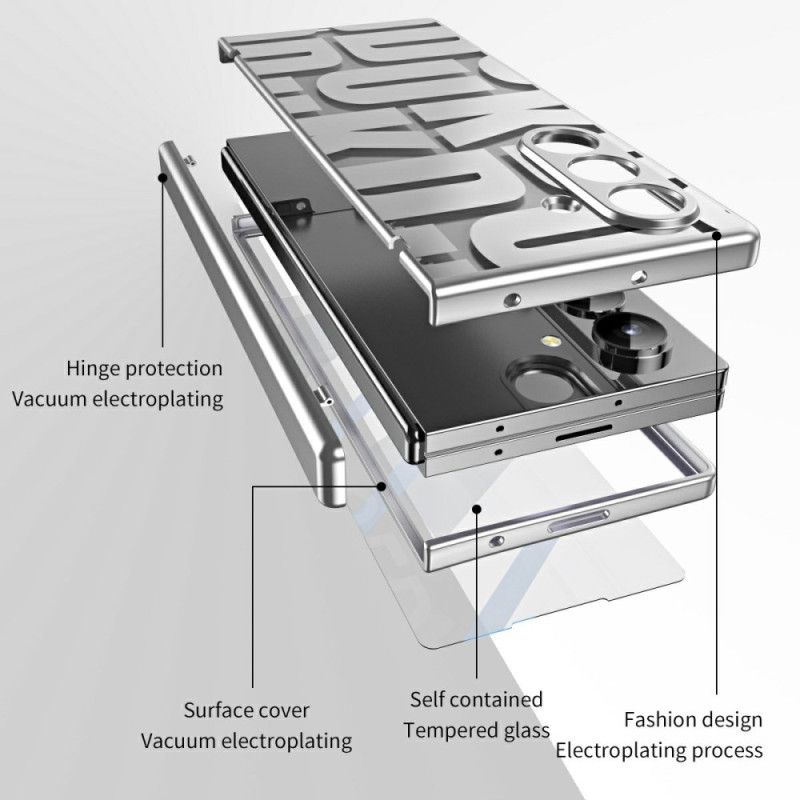 Cover Samsung Galaxy Z Fold 7 Bogstavdesign Med Skærmbeskytter I Hærdet Glas