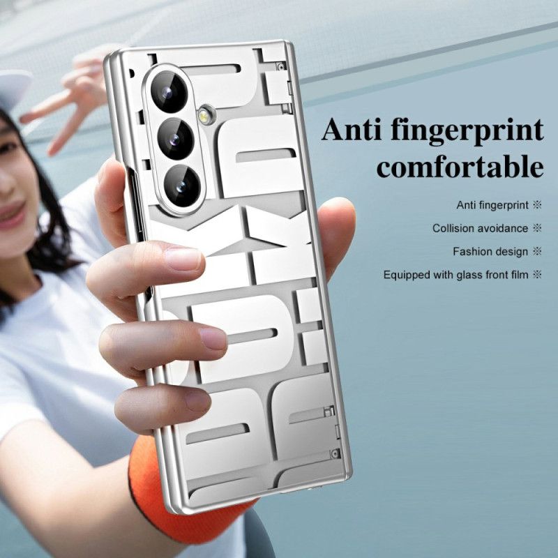Cover Samsung Galaxy Z Fold 7 Bogstavdesign Med Skærmbeskytter I Hærdet Glas
