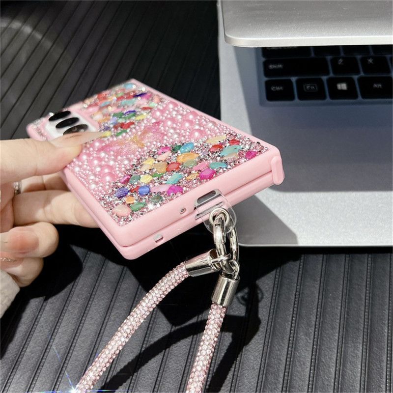 Cover Samsung Galaxy Z Fold 7 Rhinstenssommerfugl Med Rem