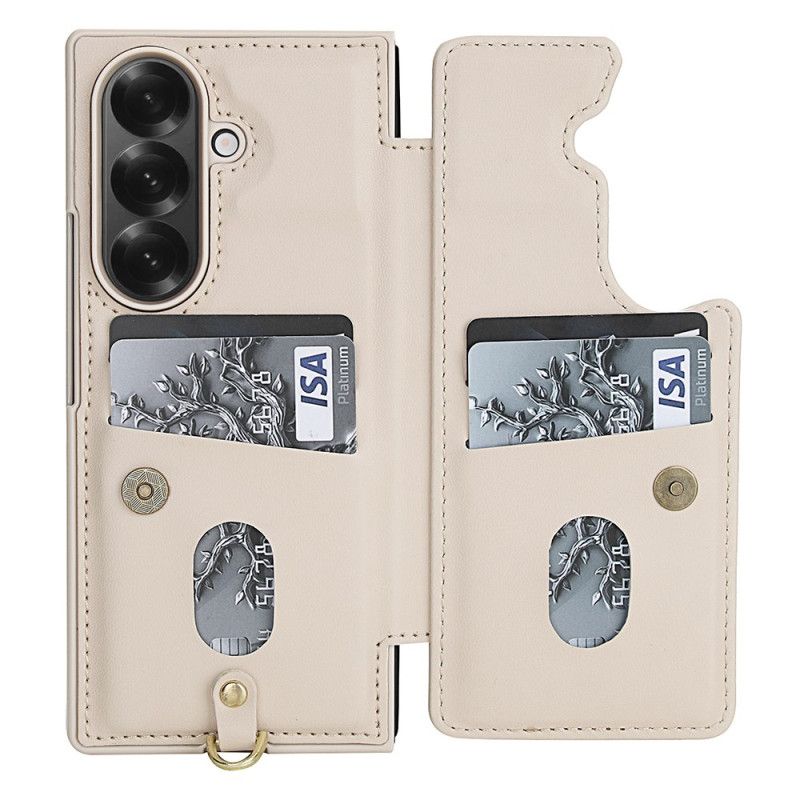 Cover Samsung Galaxy Z Fold 7 Telefon Etui Kortholder Og Stativ Med 3d-blomstermotiv