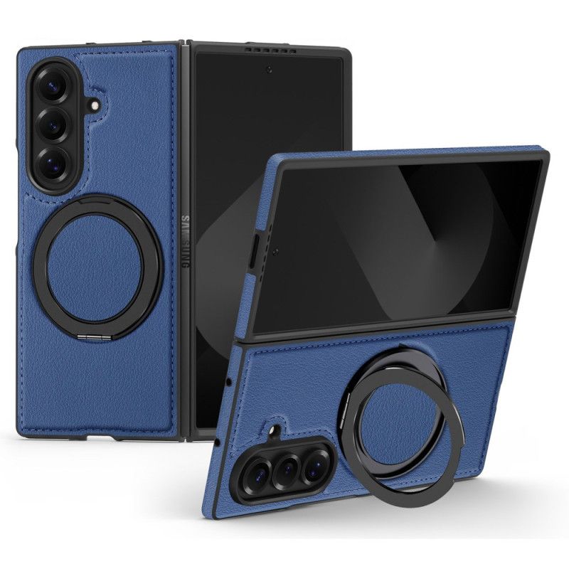 Cover Samsung Galaxy Z Fold 7 Telefon Etui Magsafe-kompatibel Lædereffekt Med Roterende Ringholder