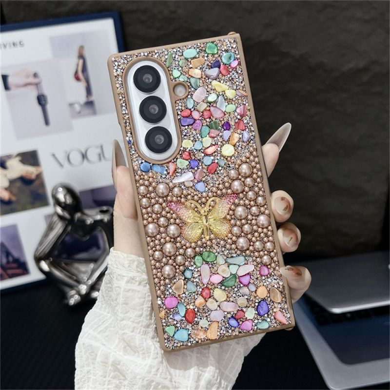 Cover Samsung Galaxy Z Fold 7 Telefon Etui Rhinstenssommerfugl
