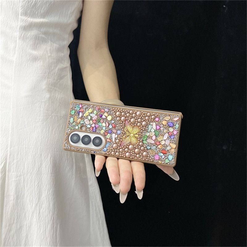 Cover Samsung Galaxy Z Fold 7 Telefon Etui Rhinstenssommerfugl