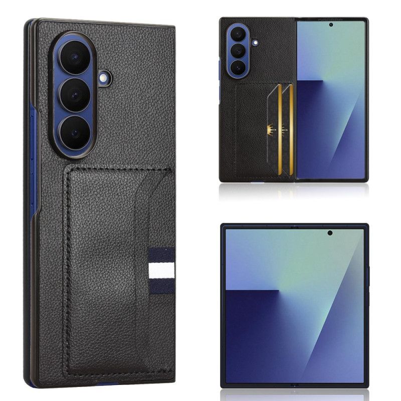 Cover Til Samsung Galaxy Z Fold 7 Litchitekstur Med Kort Holder