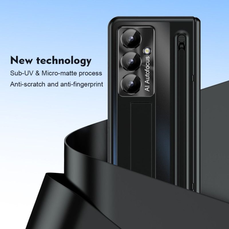 Cover Til Samsung Galaxy Z Fold 7 Stander Og Skærmbeskytter Med Metaleffekt
