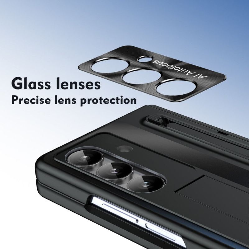 Cover Til Samsung Galaxy Z Fold 7 Stander Og Skærmbeskytter Med Metaleffekt