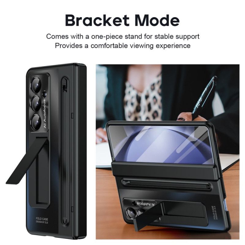 Cover Til Samsung Galaxy Z Fold 7 Stander Og Skærmbeskytter Med Metaleffekt