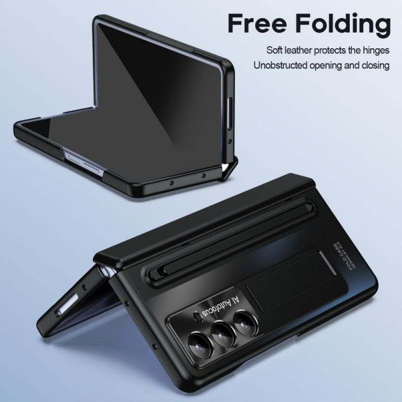 Cover Til Samsung Galaxy Z Fold 7 Stander Og Skærmbeskytter Med Metaleffekt