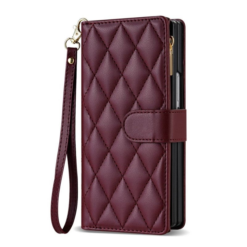 Flip Cover Samsung Galaxy Z Fold 7 Polstret Med Skulderrem Og Snor