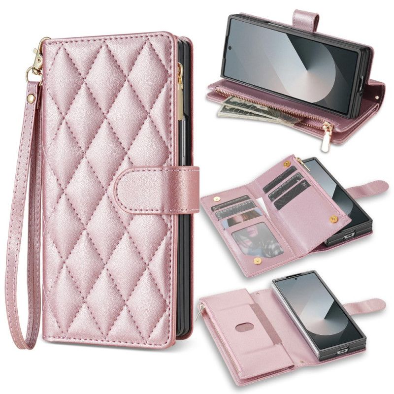 Flip Cover Samsung Galaxy Z Fold 7 Polstret Med Skulderrem Og Snor