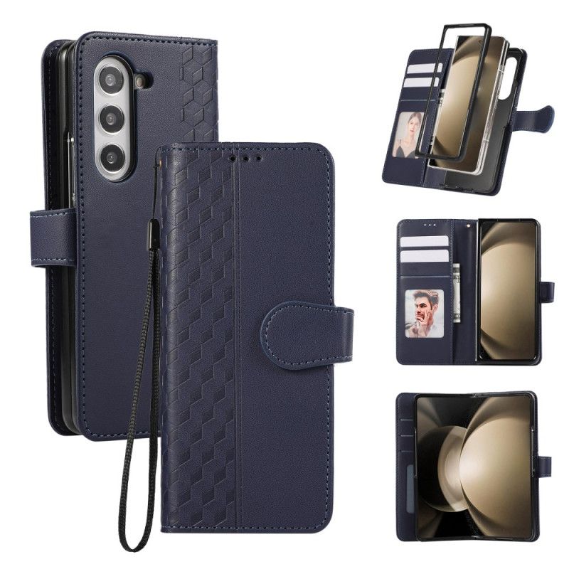 Flip Cover Til Samsung Galaxy Z Fold 7 Præget Mønster Med Rem