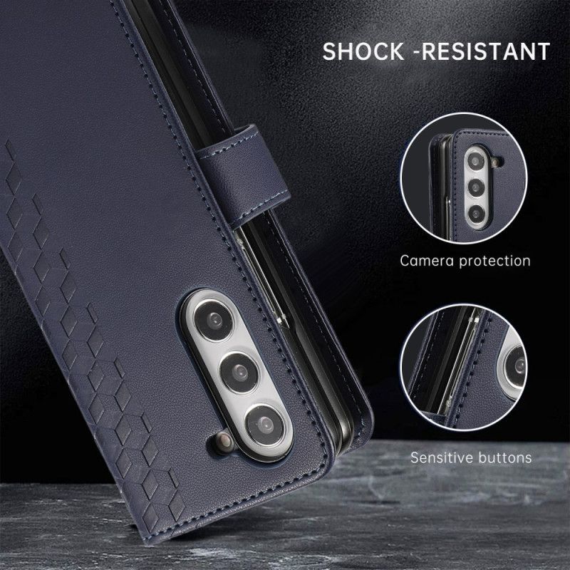 Flip Cover Til Samsung Galaxy Z Fold 7 Præget Mønster Med Rem