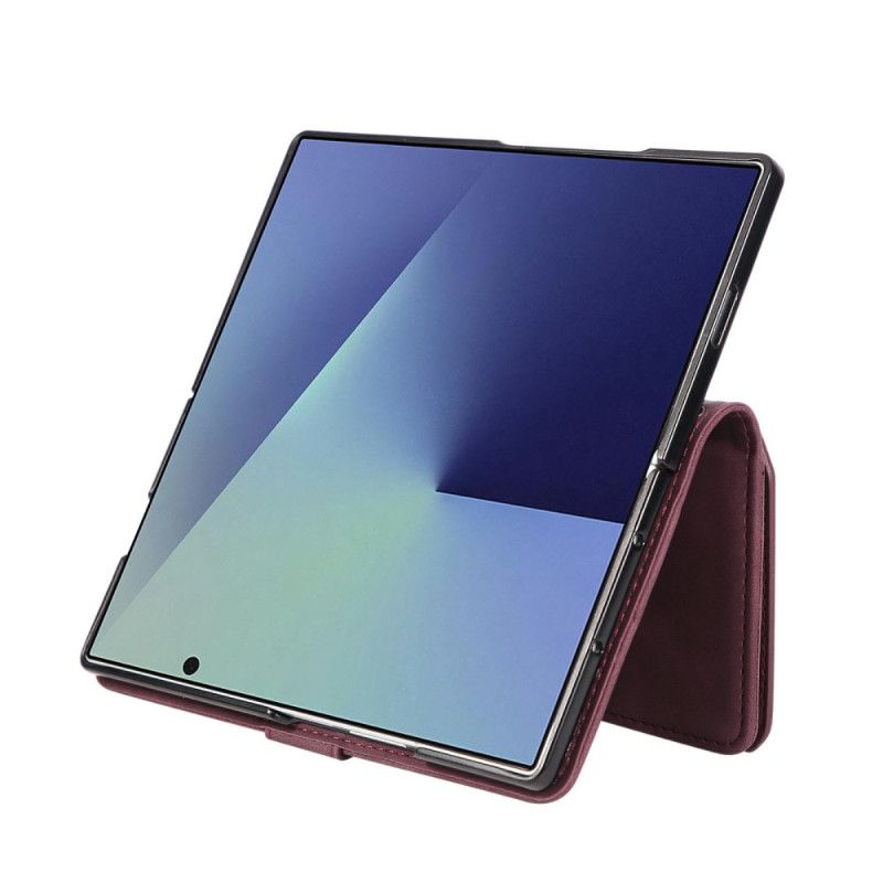 Læder Cover Samsung Galaxy Z Fold 7 Telefon Etui Pung Med Ruskindseffekt Og Skulderrem