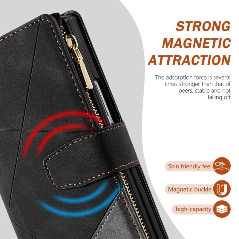 Læder Cover Samsung Galaxy Z Fold 7 Telefon Etui Tofarvet Pung