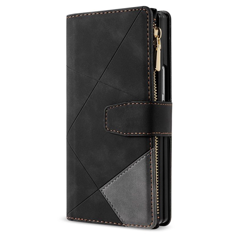 Læder Cover Samsung Galaxy Z Fold 7 Telefon Etui Tofarvet Pung