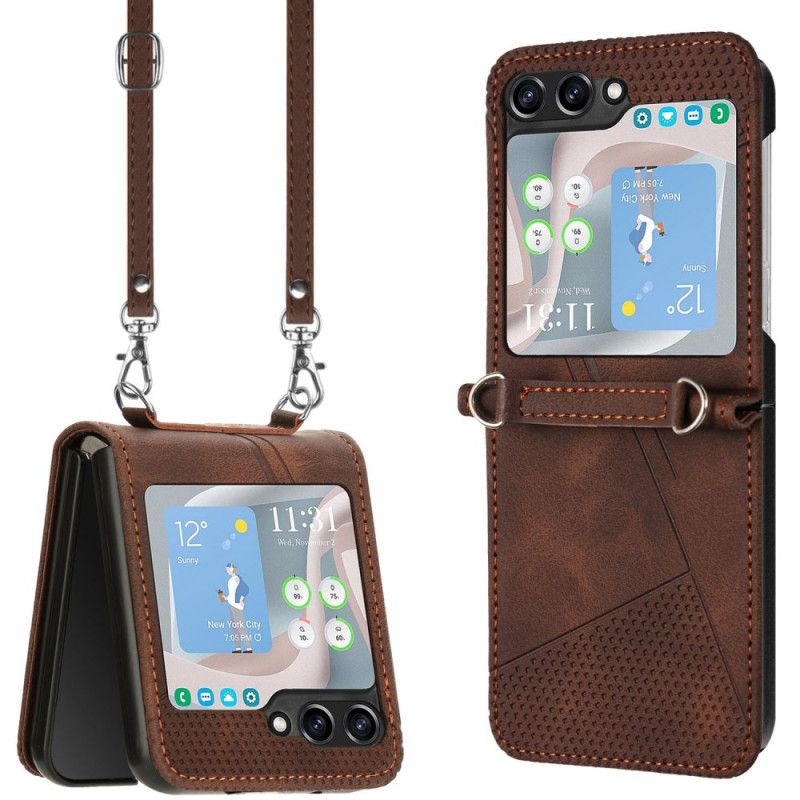 Cover Samsung Galaxy Z Flip 7 Fe Geometrisk Med Skulderrem