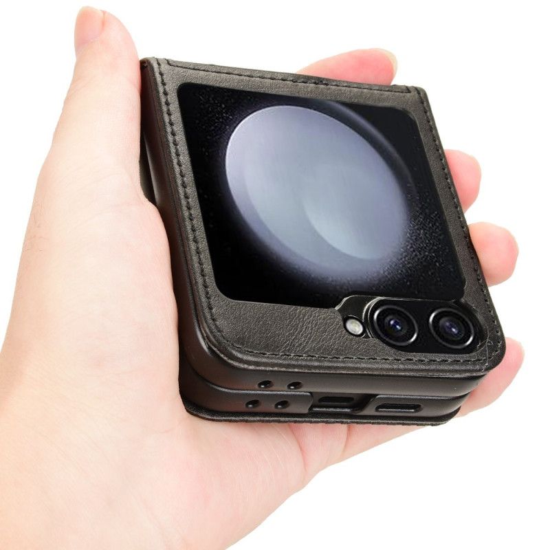 Cover Samsung Galaxy Z Flip 7 Fe Kortholder I Retro-læderstil
