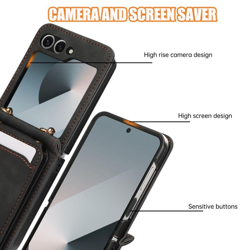 Cover Samsung Galaxy Z Flip 7 Fe Kortholder Og Skulderrem