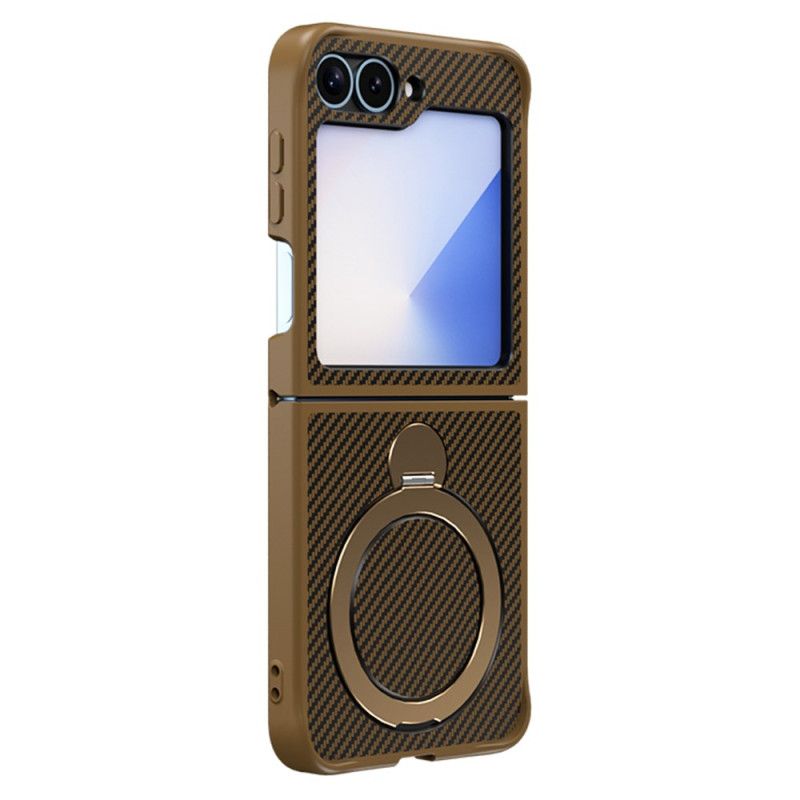 Cover Samsung Galaxy Z Flip 7 Fe Kulfiberdesign Med Magnetisk Stativ