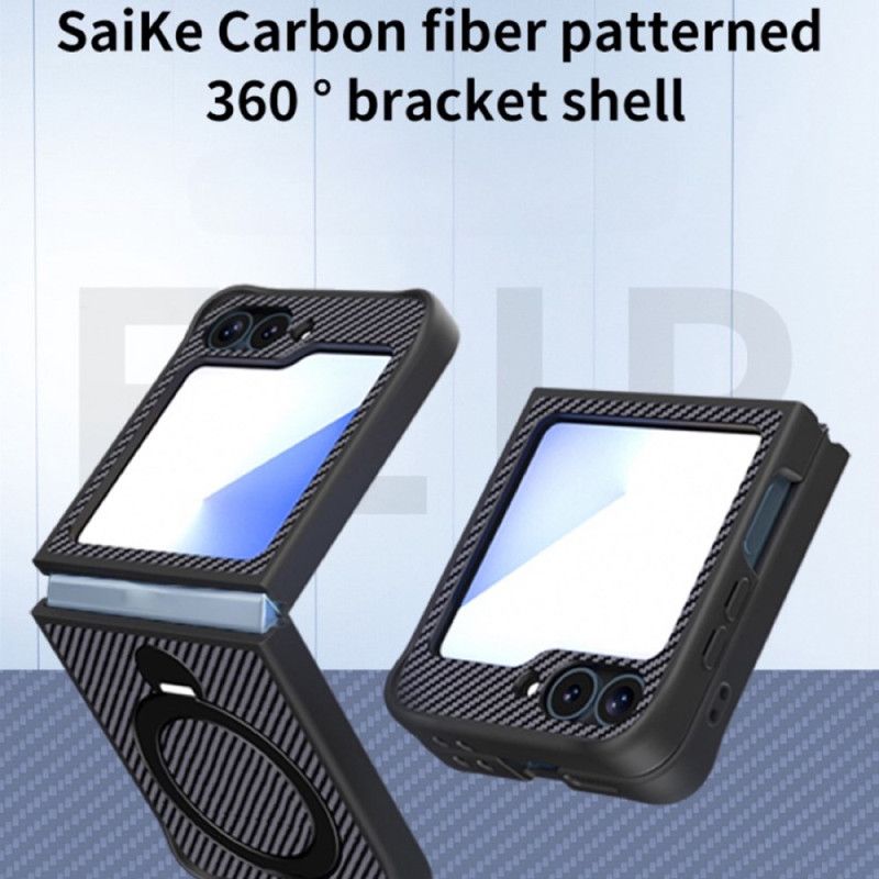 Cover Samsung Galaxy Z Flip 7 Fe Kulfiberdesign Med Magnetisk Stativ