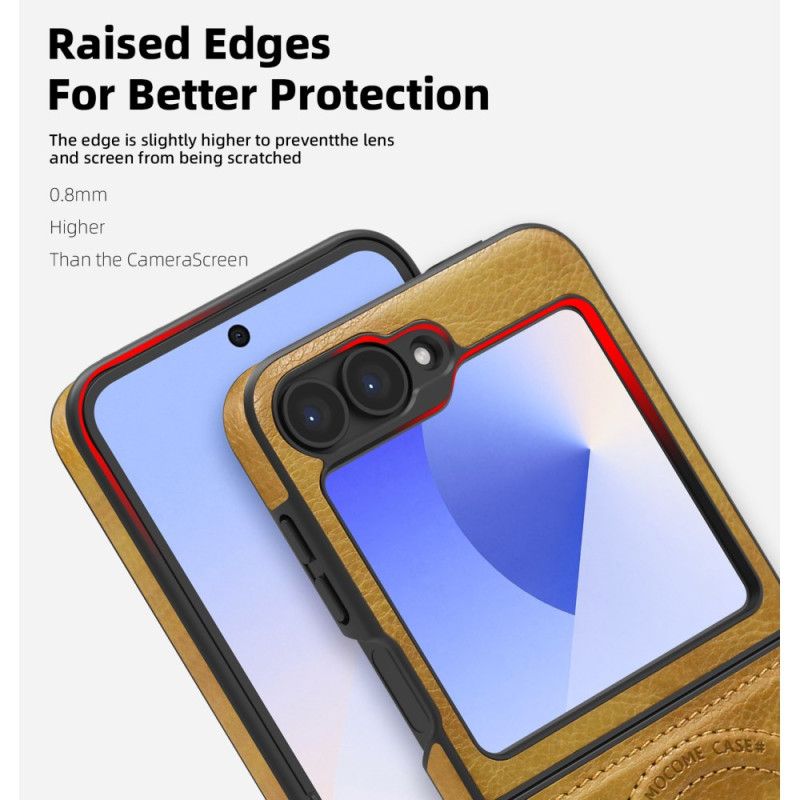 Cover Samsung Galaxy Z Flip 7 Fe Magsafe-kompatibel Stativ Med Lædereffekt