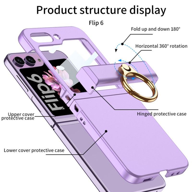 Cover Samsung Galaxy Z Flip 7 Fe Ringholder Og Gkk Hærdet Glasskærmbeskytter