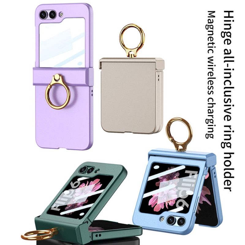 Cover Samsung Galaxy Z Flip 7 Fe Ringholder Og Gkk Hærdet Glasskærmbeskytter
