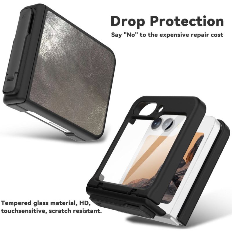 Cover Samsung Galaxy Z Flip 7 Fe Stativ Med Vintage Læderlook