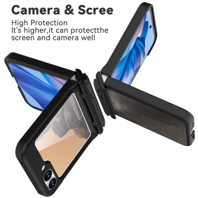 Cover Samsung Galaxy Z Flip 7 Fe Telefon Etui Lædereffekt Med Stativ