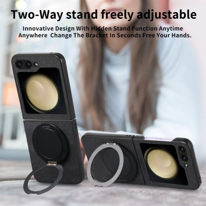 Cover Samsung Galaxy Z Flip 7 Fe Telefon Etui Ruskindseffekt Med Roterende Stativ