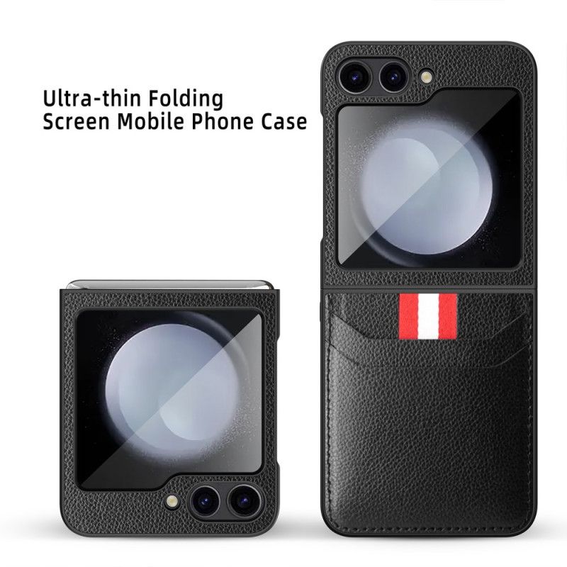 Cover Til Samsung Galaxy Z Flip 7 Fe Kortholder Med Litchitekstur