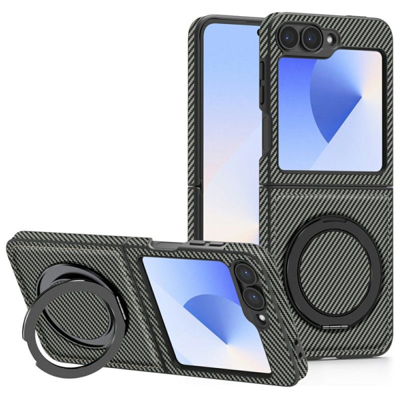 Cover Til Samsung Galaxy Z Flip 7 Fe Magnetisk Kulfiber Og Stativ