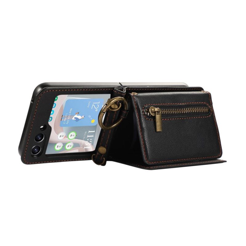 Cover Til Samsung Galaxy Z Flip 7 Fe Pung Og Skulderrem Med Lynlås
