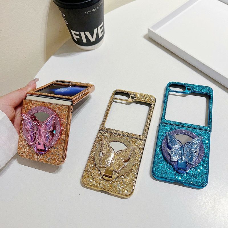 Cover Til Samsung Galaxy Z Flip 7 Fe Rhinstens Sommerfuglestativ