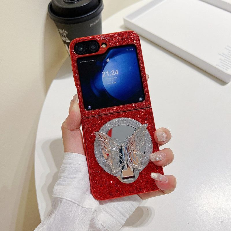 Cover Til Samsung Galaxy Z Flip 7 Fe Rhinstens Sommerfuglestativ