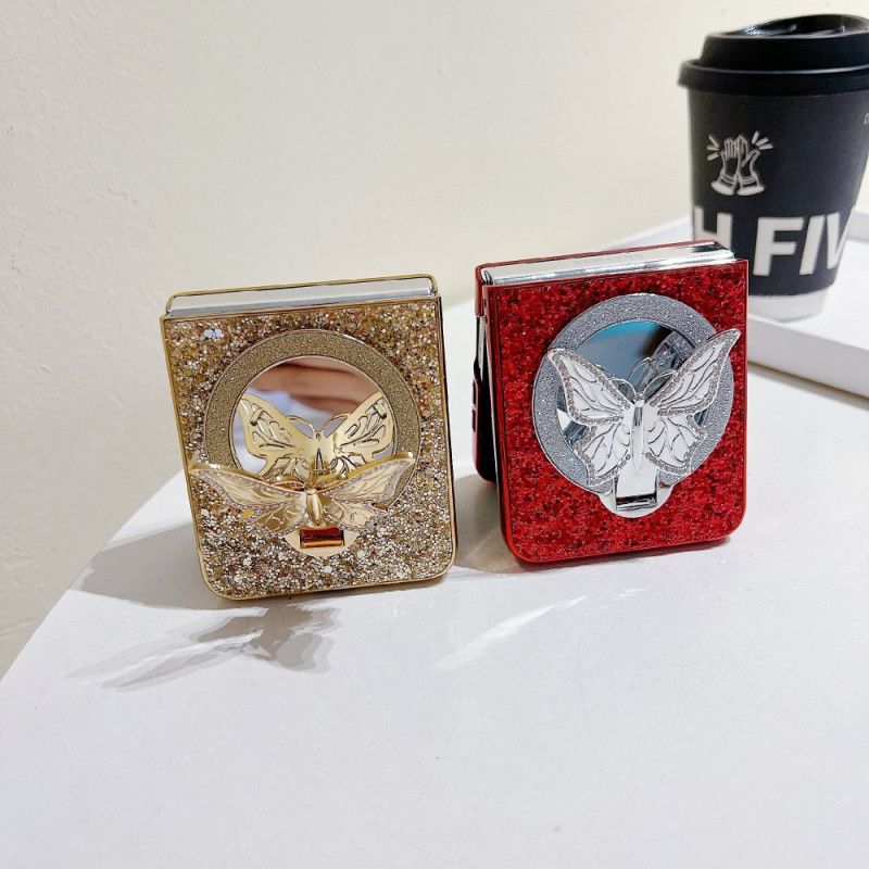 Cover Til Samsung Galaxy Z Flip 7 Fe Rhinstens Sommerfuglestativ