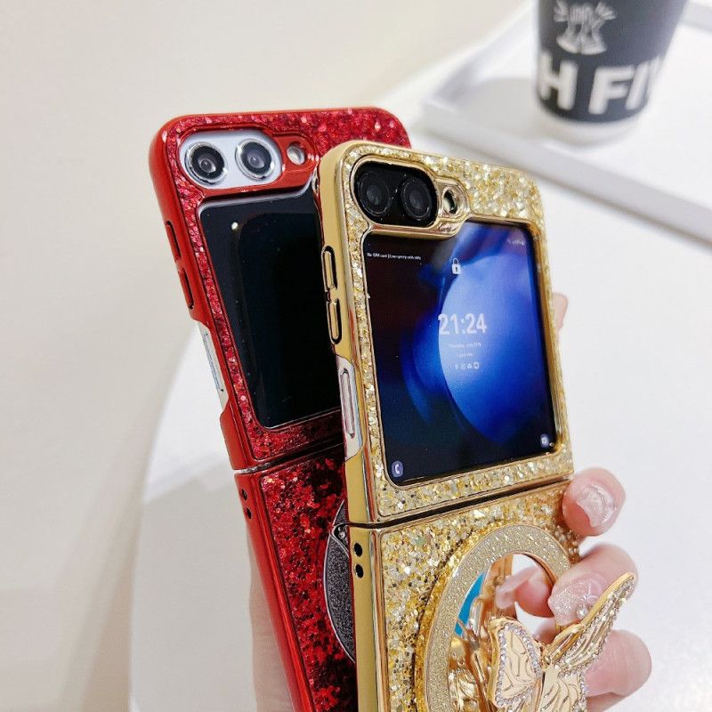 Cover Til Samsung Galaxy Z Flip 7 Fe Rhinstens Sommerfuglestativ