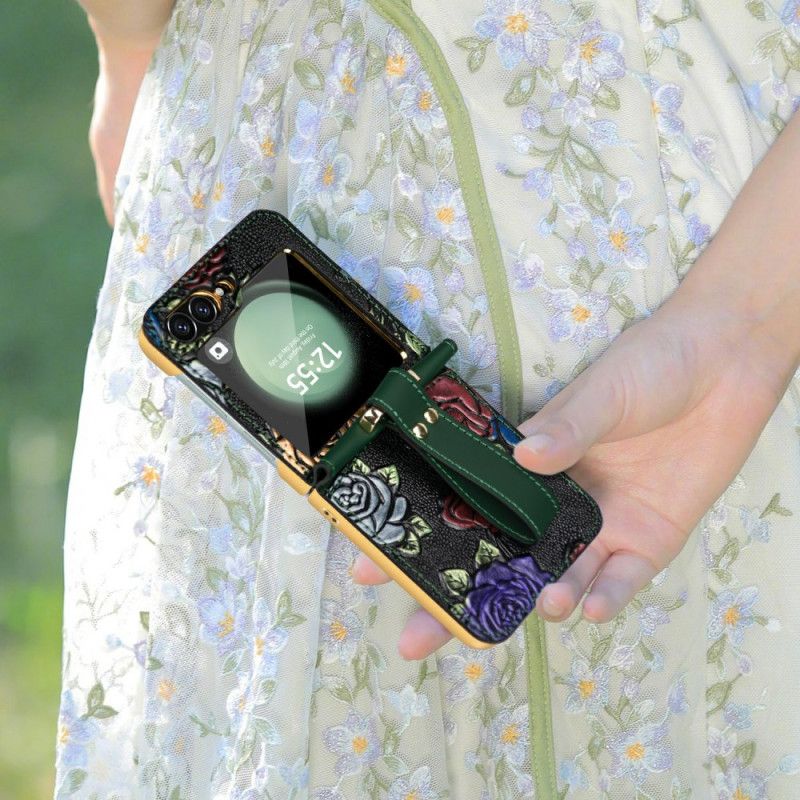 Cover Til Samsung Galaxy Z Flip 7 Fe Skulderrem Med Blomsterdesign