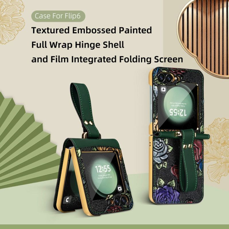 Cover Til Samsung Galaxy Z Flip 7 Fe Skulderrem Med Blomsterdesign