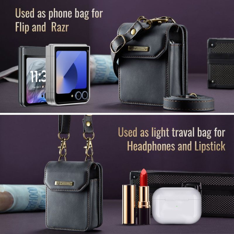 Etui Til Samsung Galaxy Z Flip 7 Fe Satchel-stil Med Rfid-beskyttelse Og Skulderrem