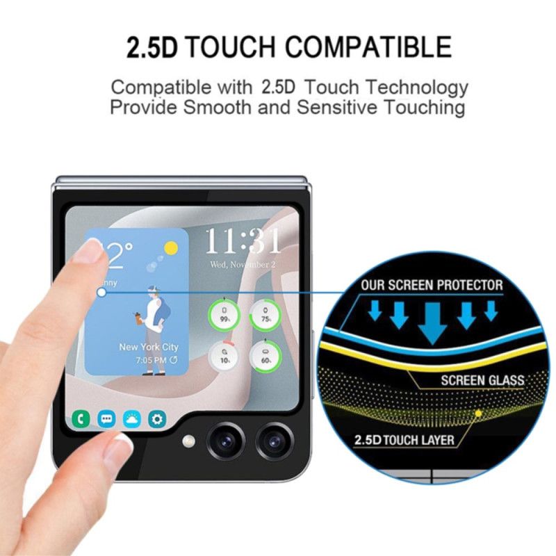 Hærdet Glasskærmbeskytter Til Samsung Galaxy Z Flip 7 Fe / Z Flip 6. Sorte Kanter