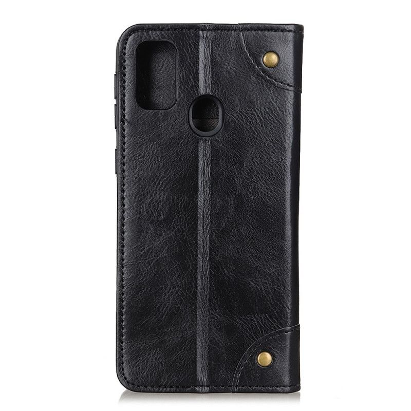 Læder Cover Honor 9X Lite Sort Mobilcover Vintage Split Læder Nitter