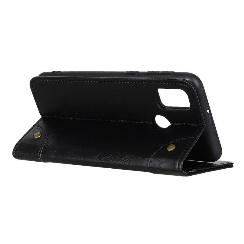Læder Cover Honor 9X Lite Sort Mobilcover Vintage Split Læder Nitter